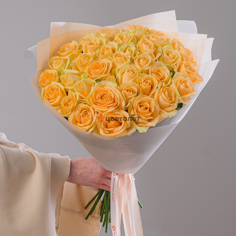 Букет роз Пич Аваланж 35 шт