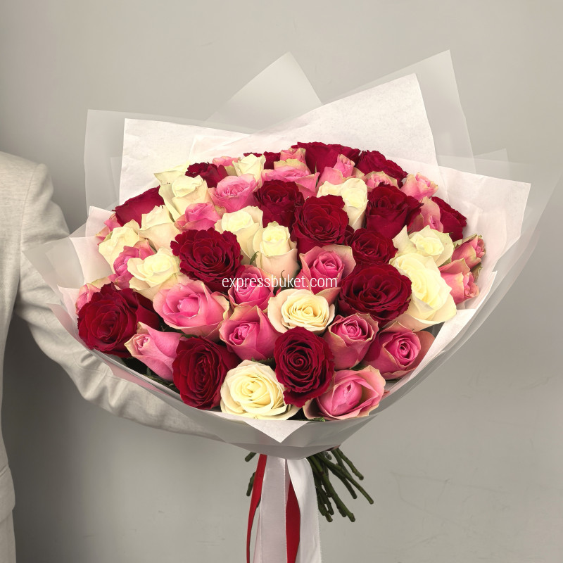 Букет 51 роза микс